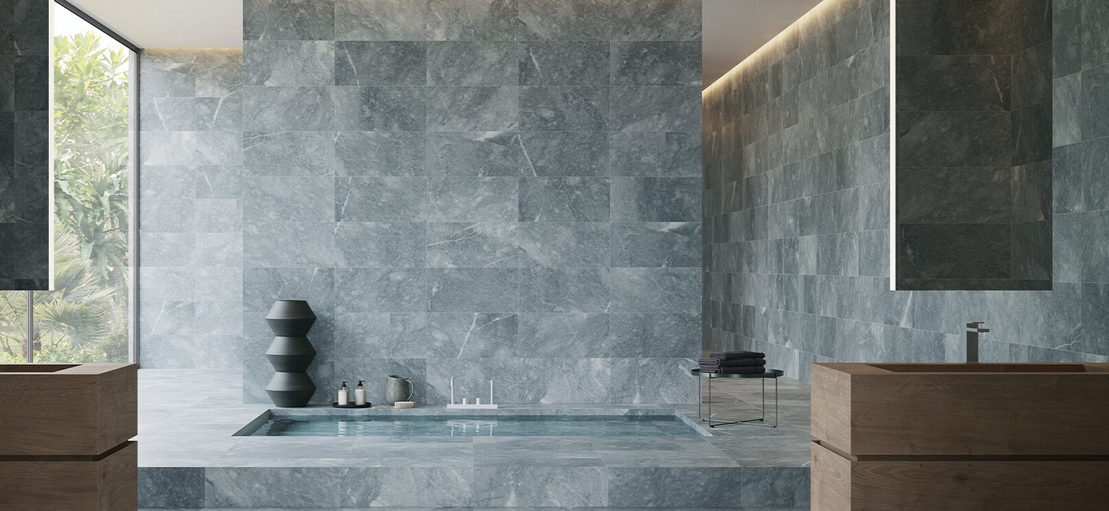 AQUA INTENSO Brushed Marble Tile