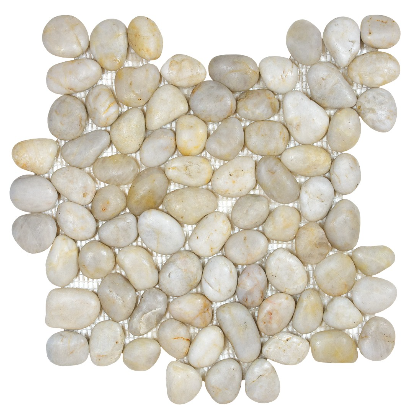 Zen Fiji Cream Natural Pebble Mosaic Tile (12"x12" Sheet)