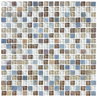 Anatolia - 5/8"x5/8" Bliss Amber Tea Glass Slate Blend Mosaic Tile