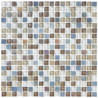 Anatolia - 5/8"x5/8" Bliss Amber Tea Glass Slate Blend Mosaic Tile