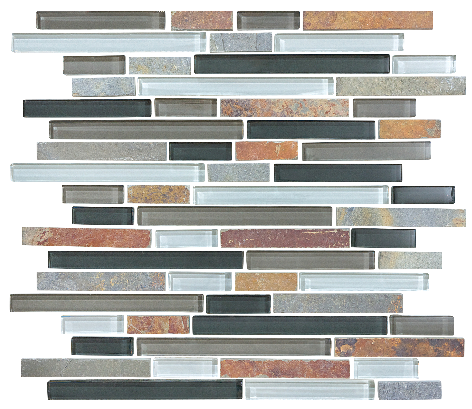 Anatolia - Bliss Smoky Mica Glass Slate Linear Blend Mosaic Tile