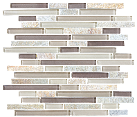 Anatolia - Bliss Cotton Wood Glass Quartz Linear Blend Mosaic Tile