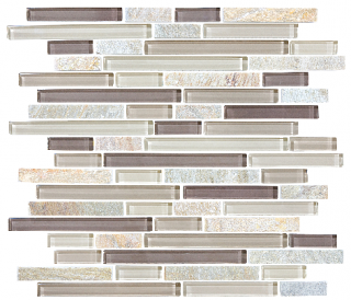 Anatolia - Bliss Cotton Wood Glass Quartz Linear Blend Mosaic Tile
