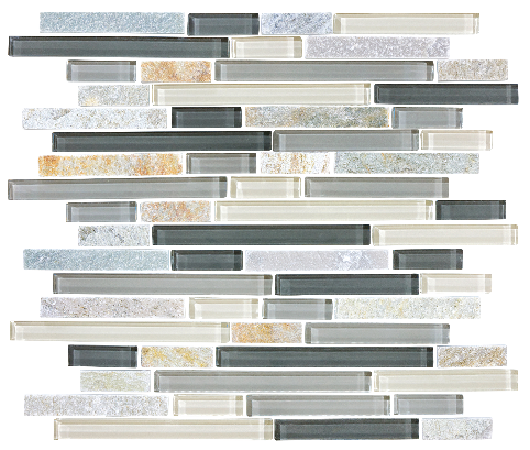 Anatolia - Bliss Silver Aspen Glass Quartz Linear Blend Mosaic Tile