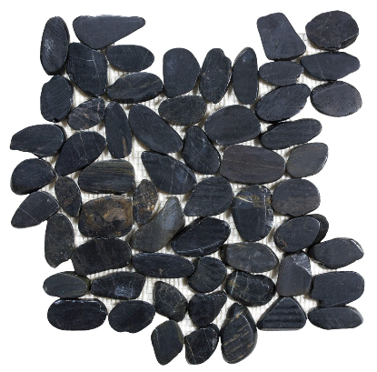 Zen Tahitian Black Sand Flat Polished Pebble Mosaic Tile (12"x12" Sheet)