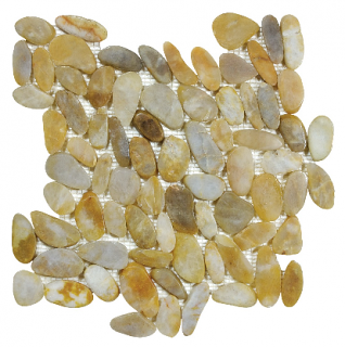 Zen Tonga Sunset Flat Polished Pebble Mosaic Tile (12"x12" Sheet)