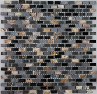 Milstone - 0.4"x0.8" Black Yahly Mosaic (11.3"x11.3" Sheet)