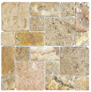 Scabos Tumbled Roman Pattern Travertine Mosaic Tile