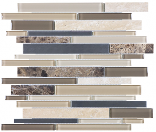 Anatolia - Bliss Woodland Park Glass-Stone-Stainless Linear Strip Mosaic Tile