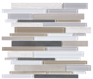 Anatolia - Bliss Twilight Mist Glass-Stone-Stainless Linear Strip Mosaic Tile