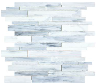 Bliss Baroque Carrara Random Strip Stained Glass Mosaic Tile (12"x12" Sheet)