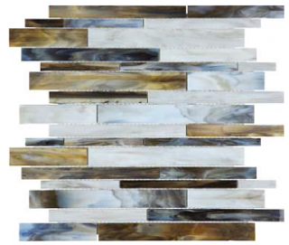 Bliss Baroque Corallo Random Strip Stained Glass Mosaic Tile (12"x12" Sheet)