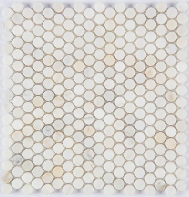 Milstone - Calacatta Penny Round Mosaic (11.8"x11.8" sheet)