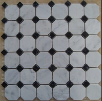 Milstone - Carrara Octagon w/ Black Dot Mosaic (11.8"x11.8" sheet)