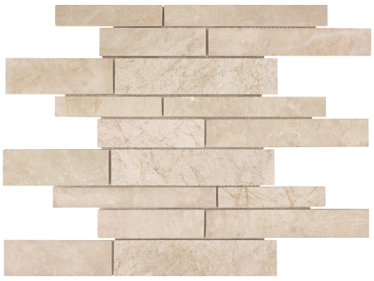 Allure Crema Random Strip Polished Marble Mosaic Tile (12"x12" sheet)