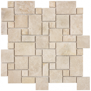 Allure Crema Mini Versailles Honed Marble Mosaic Tile (12"x12" sheet)