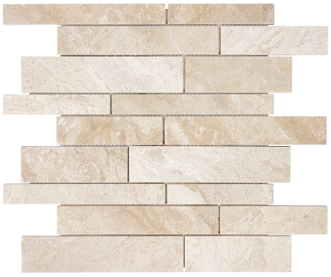 Impero Reale Random Strip Honed Marble Mosaic Tile