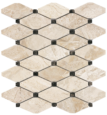 Impero Reale Clipped Diamond Polished Marble Mosaic Tile