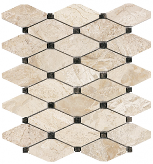 Impero Reale Clipped Diamond Polished Marble Mosaic Tile