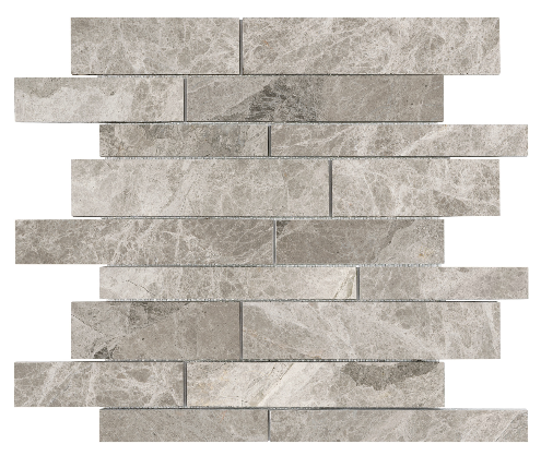 Phantasie Gray Random Strip Polished Marble Mosaic Tile (12"x12" Sheet)