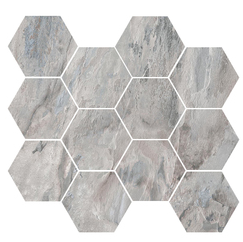 Castelvetro - 4" Renova Grey Hexagon Mosaic (15"x16" sheet)