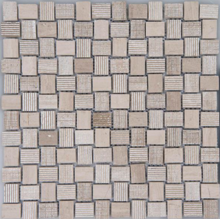 Arvex - Acque Forti Silver Foil & Wooden White Mosaic Tile (11.8"x11.8" sheet)