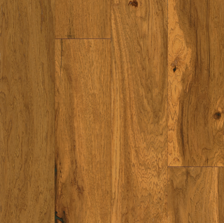 Hartco - American Scrape 3/8"x5" Amber Grain Hickory Engineered Hardwood Flooring w/ Densitek