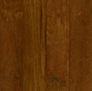 Hartco - American Scrape 3/8"x5" Autumn Blaze Engineered Hickory Hardwood Flooring w/ Densitek
