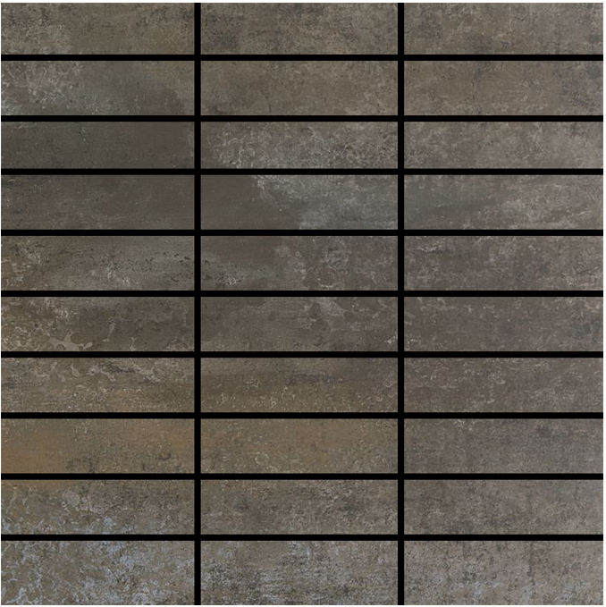 Happy Floors - 1-1/4"x4" Contempo Graphite Mosaic (12"x12" Sheet)