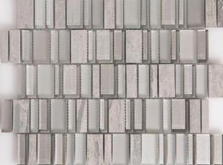 Arvex - Metallic Glass & Stone Piano Key Mosaic (11.8"x11.8" Sheet)