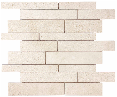 Serene Ivory Polished Limestone Random Strip Mosaic Tile (12"x12" Sheet)