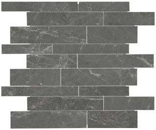 Stark Carbon Random Strip Polished Marble Mosaic Tile