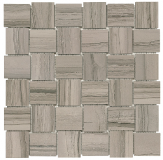 2"x2" Xylo Mica Veincut Polished Marble Basketweave Mosaic Tile 76-401