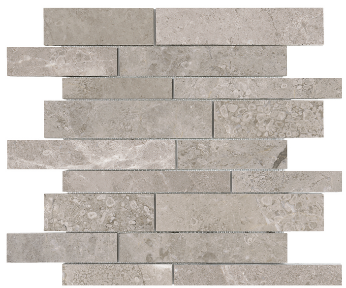 Ritz Gray Polished Marble Random Strip Mosaic Tile