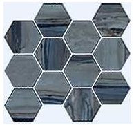 Happy Floors - Exotic Stone Lagoon Polished Hexagon Mosaic (12"x14" Sheet)