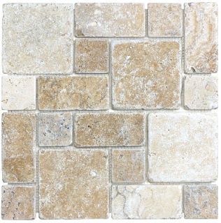 Picasso Travertine Roman Pattern Tumbled Mosaic Tile