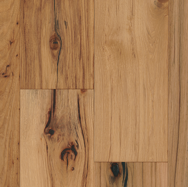 Hartco - TimberBrushed Gold 1/2" thick x 7-1/2" wide Deep Etched Natural Hickory Engineered Hardwood Flooring