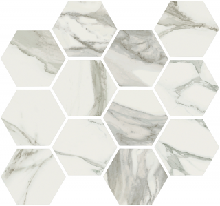 Happy Floors - Stratus Grigio Hexagon Polished Mosaic Tile (12"x14" Sheet)