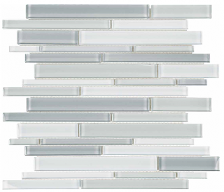 Anatolia - Bliss Element Shades of Grey Blend Random Strip Glass Mosaic Tile