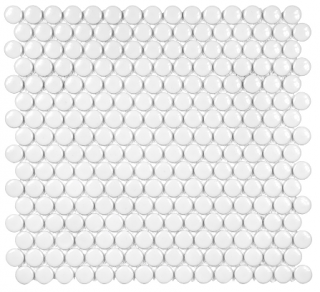 Anatolia - 3/4" Soho Canvas White Glossy Penny Round Glazed Porcelain Mosaic Tile