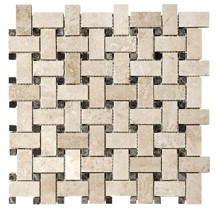 Ivory Travertine Filled & Honed Basketweave Mosaic Tile