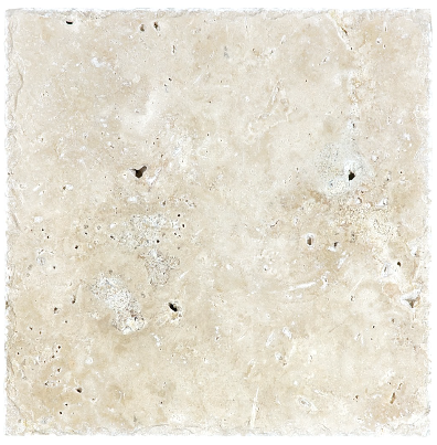 8"x8" Ivory Travertine Chiseled & Brushed Tile