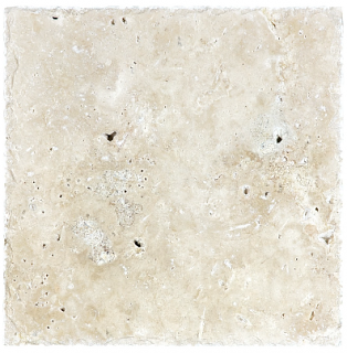 8"x8" Ivory Travertine Chiseled & Brushed Tile