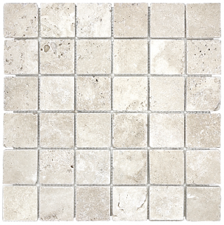 2"x2" Ivory Travertine Tumbled Mosaic Tile