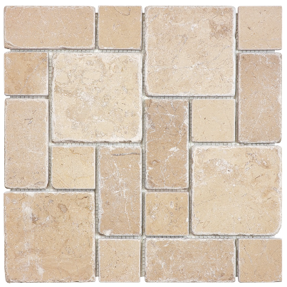 Berkshire Crema Tumbled Roman Pattern Marble Mosaic Tile