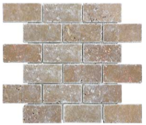 2"x4" Noce Tumbled Travertine Mosaic Tile