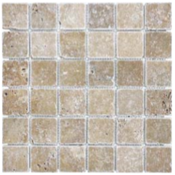 2"x2" Noce Tumbled Travertine Mosaic Tile