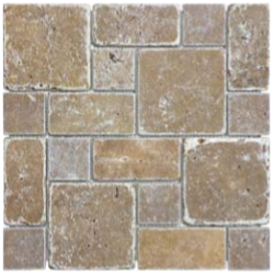 Noce Tumbled Travertine Roman Pattern Mosaic Tile