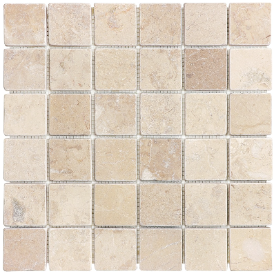 2"x2" Berkshire Crema Tumbled Marble Mosaic Tile (12"x12" Sheet)