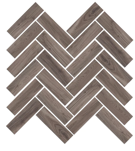 Milestone - 12"x15" Mood Wood NUT Herringbone Matte Mosaic Tile